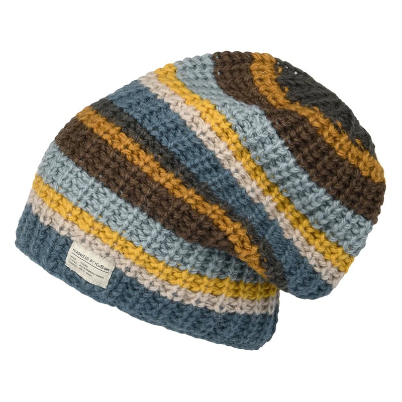 Kusan Cardi Floppy Beanie Hat – Brown-Light Blue 1-Size