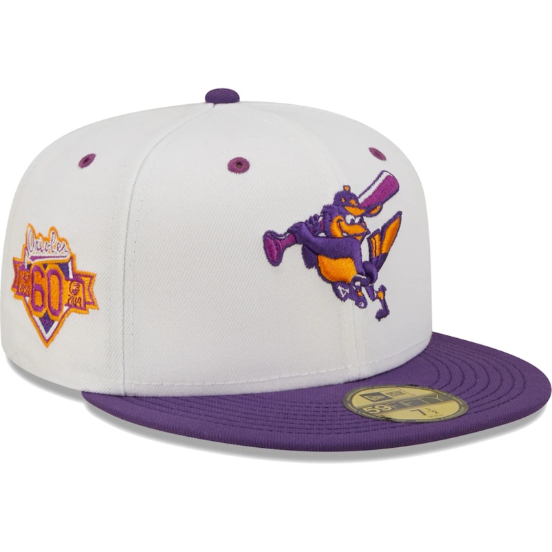 New Era Baltimore Orioles White/Purple 60th Anniversary Grape Lolli 59FIFTY Fitted Hat