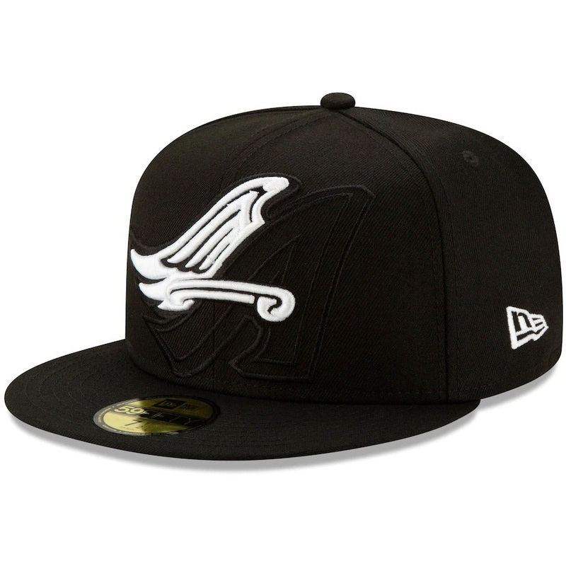 New Era Black Los Angeles Angels Monochrome Logo Elements 59FIFTY Fitted Hat
