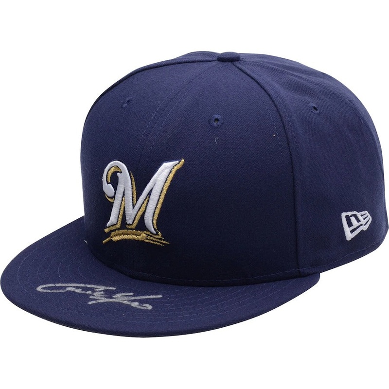 New Era Christian Yelich Milwaukee Brewers Autographed 59FIFTY Fitted Hat