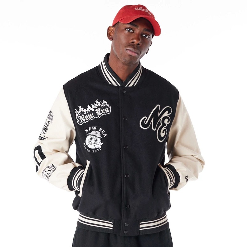 New Era Varisty Patch Black Varsity Jacket XS