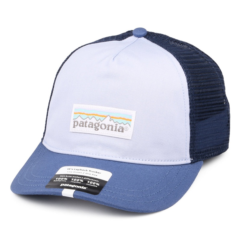 Patagonia Hats Womens Pastel P-6 Label Layback Trucker Cap – Light Blue-Navy Adjustable