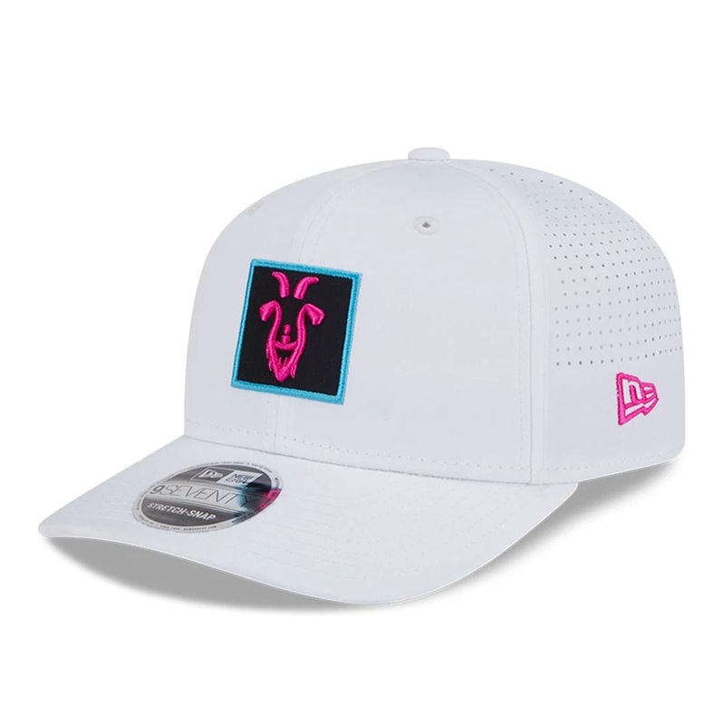 Rangegoats LIV Golf 2025 White 9SEVENTY Stretch Snap Adjustable Cap OSFM