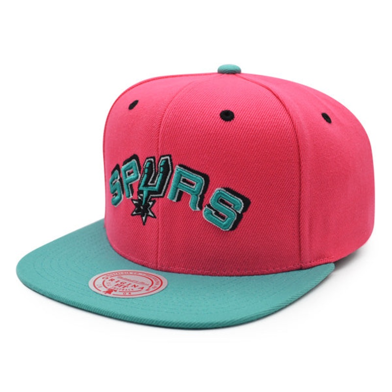 San Antonio Spurs Mitchell & Ness RELOAD Snapback NBA Hat – Pink/Teal/Black Bottom