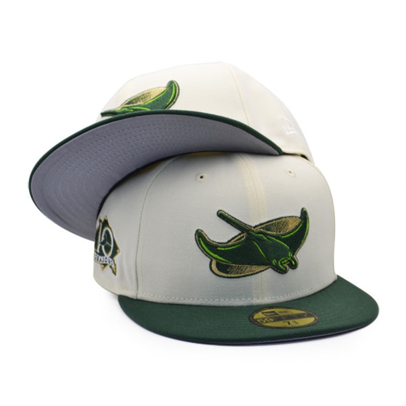 Tampa Bay Devil Rays 10 SEASONS Exclusive New Era 59Fifty Fitted Hat – Chrome/Pine/Gold Metallic 7