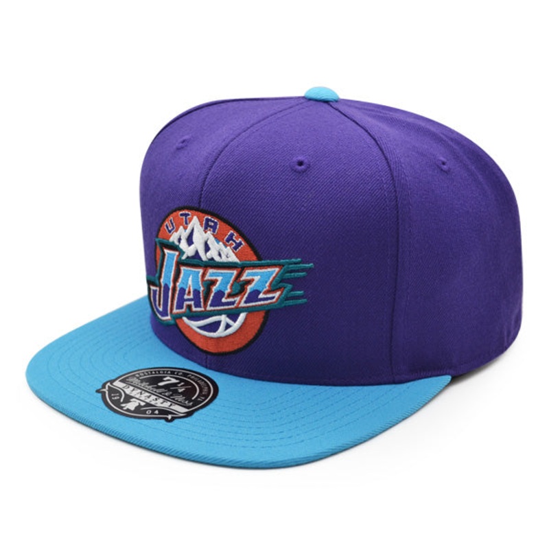 Utah Jazz Mitchell & Ness CLASSIC 2Tone Fitted HWC Hat – Purple/Vice Blue 7 1/8