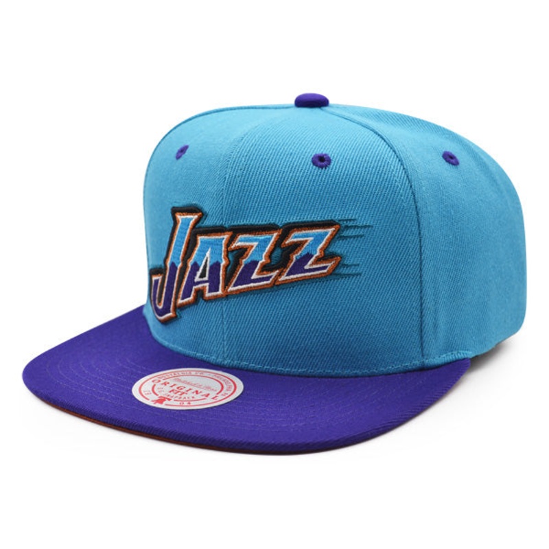 Utah Jazz Mitchell & Ness RELOAD Snapback NBA Hat – Vice Blue/Purple/Copper Bottom