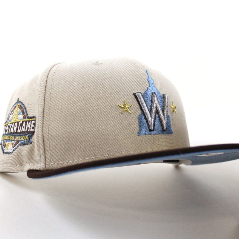 Washington Nationals 2018 All Star Game New Era 59Fifty Fitted Hat (Stone Burnt Wood Sky Blue Under Brim) 7