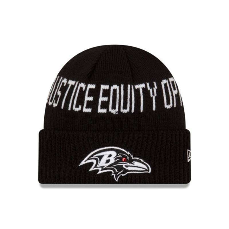 Baltimore Ravens NFL Exclusive New Era TEAM SOCIAL JUSTICE Cuffed Knit Hat – Black