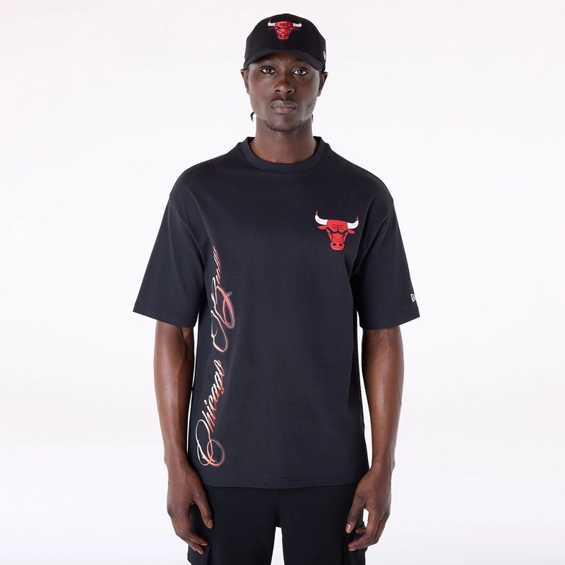 Chicago Bulls NBA Font Graphic Black T-Shirt XS