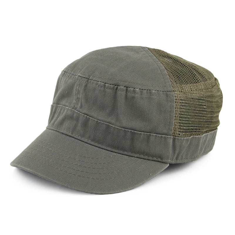 Dorfman Pacific Hats Oak Mesh Cotton Cadet Cap – Olive Adjustable