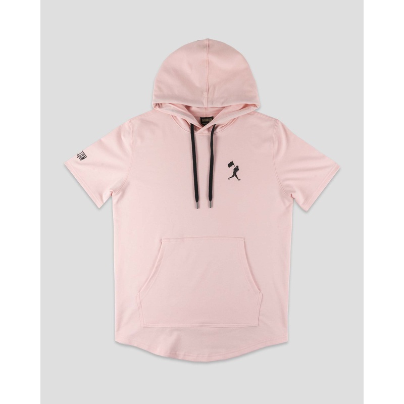 Flag Man Short Sleeve Hoodie – Cotton Candy Pink