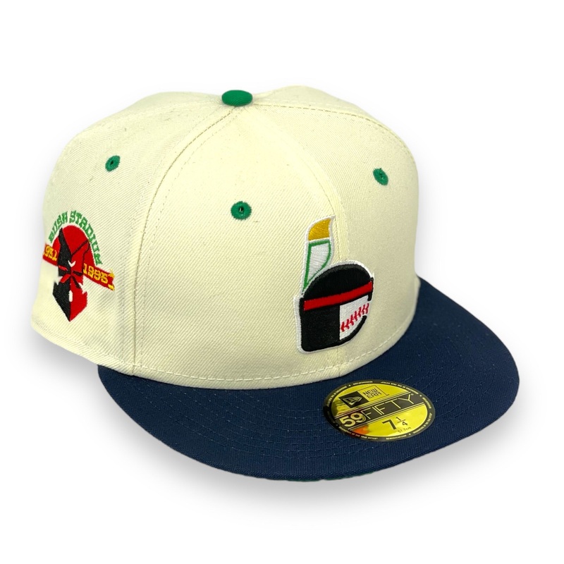 INDIANAPOLIS INDIANS (OFF-WHITE) (BUSH STADIUM 1931-1995) NEW ERA 59FIFTY FITTED (GREEN UNDER VISOR) 67/8