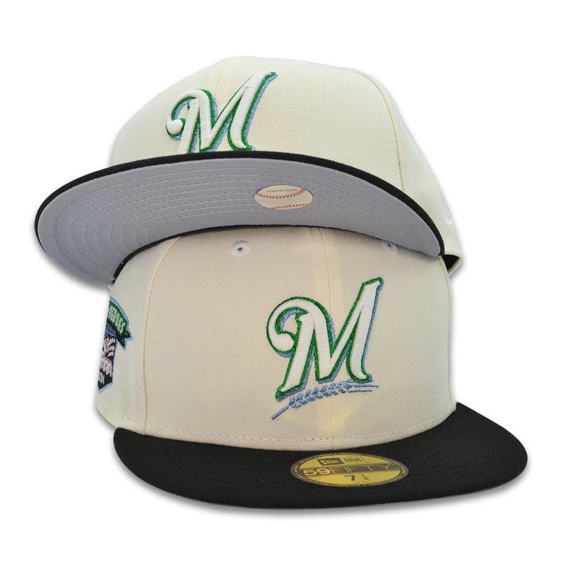 Milwaukee Brewers 2001 HOME OF THE HEROES Exclusive New Era 59Fifty Fitted Hat – Chorme/Black 6 7/8