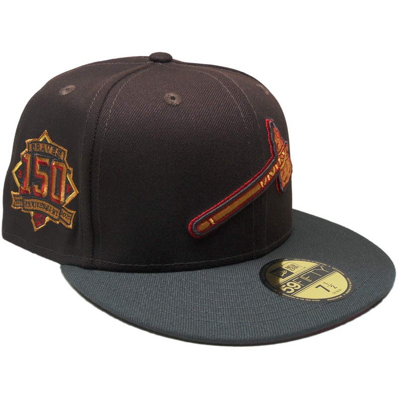 New Era Atlanta Braves Tomahawk Logo 150th Anniversary Dark Brown/Graphite 59FIFTY Fitted Hat