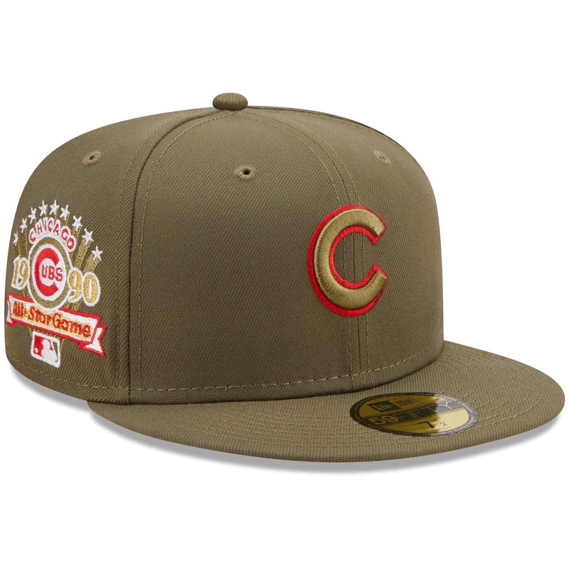 New Era Chicago Cubs Olive 1990 MLB All-Star Game Scarlet Undervisor 59FIFTY Fitted Hat