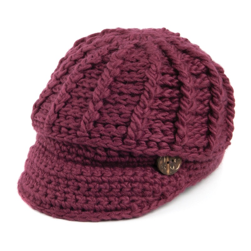 Scala Hats Letizia Crochet Peaked Beanie Hat – Wine 1-Size