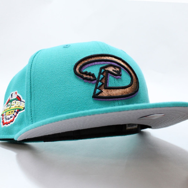 Arizona Diamondbacks 2001 World Series New Era 59Fifty Fitted Hat (Teal Gray Under Brim) 6 7/8