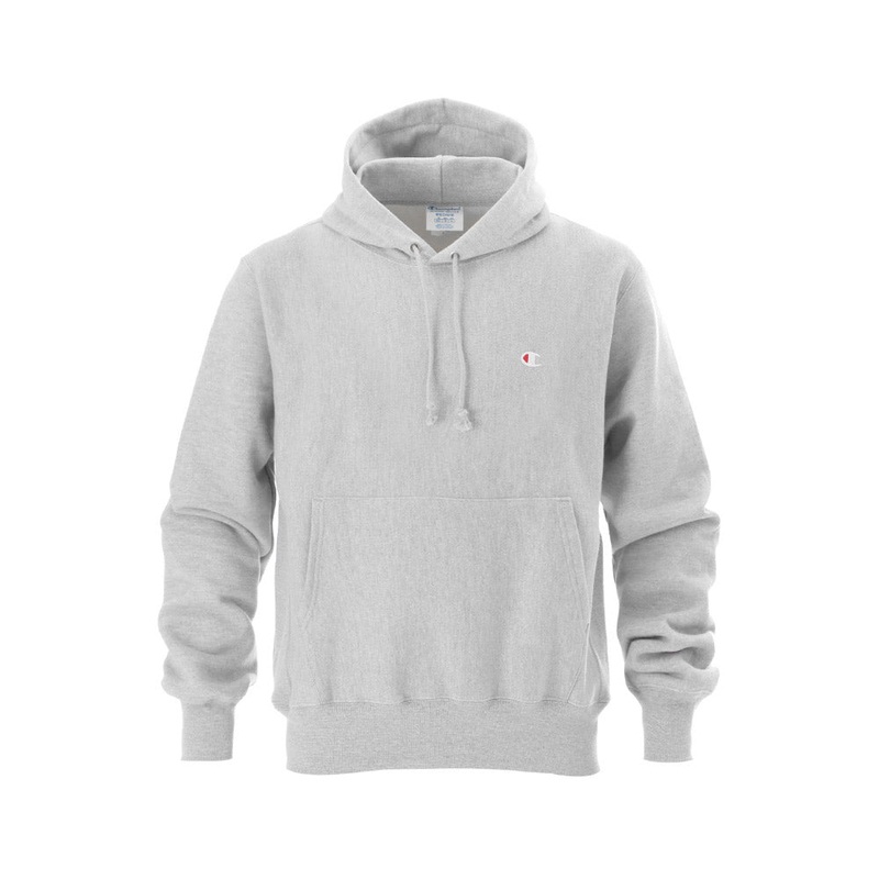 CHAMPION REVERSE WEAVE LOGO PULL OVER HOODIE (GRAY) xl