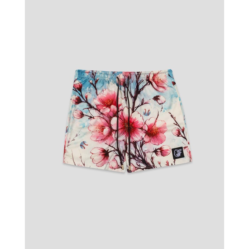 Cherry Blossom Baseball Diamond Lux Satin Youth Shorts – Baltimore Orioles Youth Small
