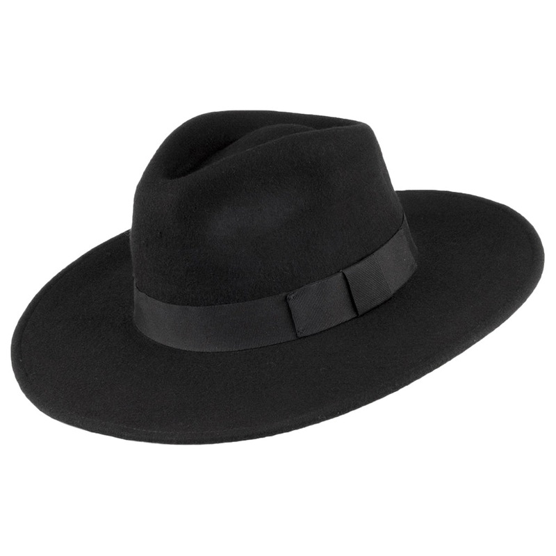 Jaxon & James The Author Wide Brim Fedora Hat Black Wholesale Pack Prepack