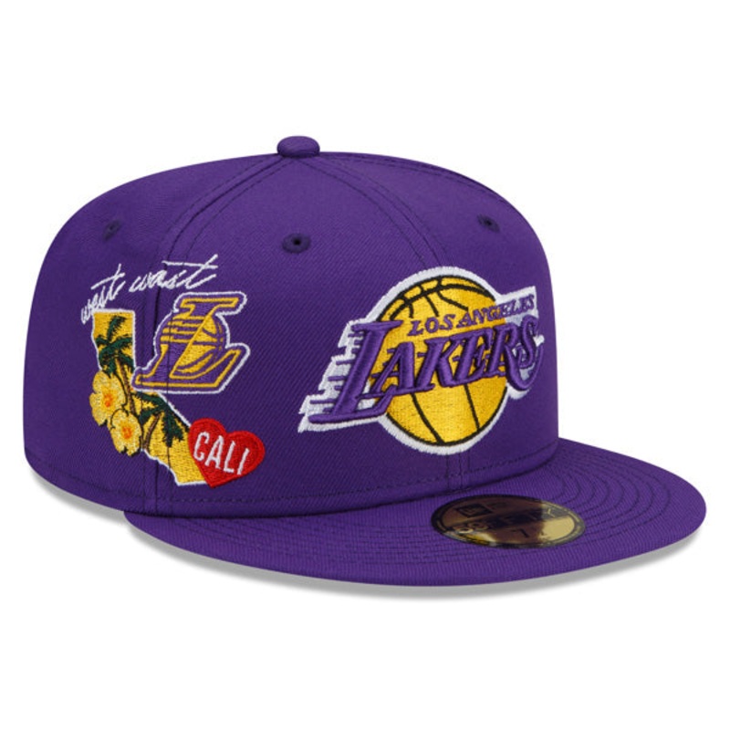 Los Angeles Lakers New Era NBA Exclusive CLUSTER 59Fifty Fitted Hat – Purple/Gray Bottom 7