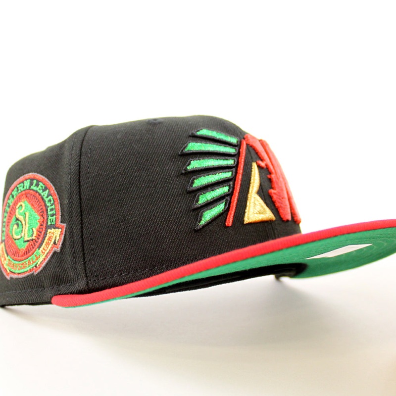 MEMPHIS CHICKS SOUTHERN LEAGUE New Era 59Fifty Fitted Hat (Black Scarlet Red Green Under Brim) 7