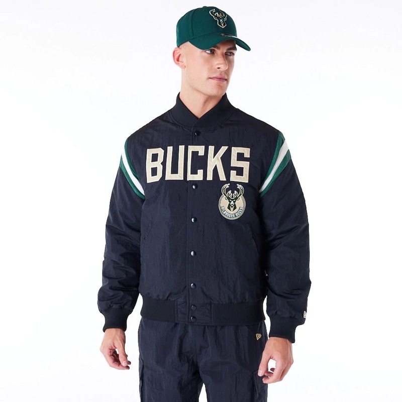 Milwaukee Bucks NBA Panel Black Bomber Jacket XS