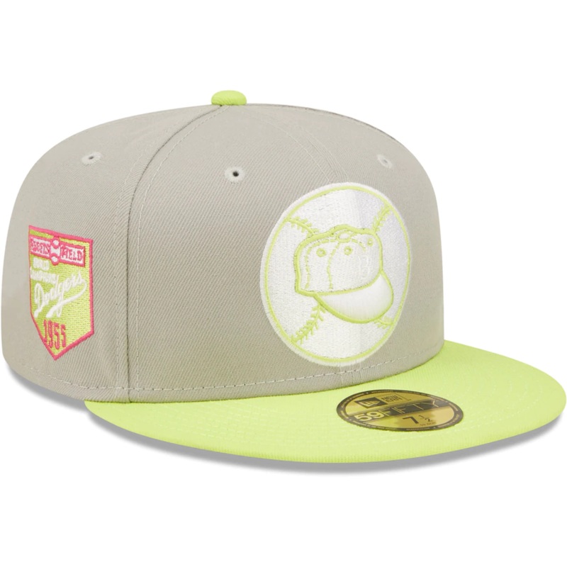 New Era Los Angeles Dodgers Gray/Green Cooperstown Collection 1955 World Series Cyber 59FIFTY Fitted Hat
