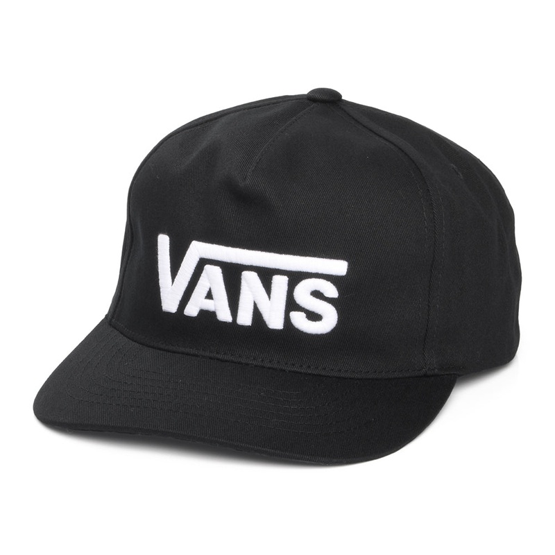 Vans Hats Drop V Logo Curved Brim Snapback Cap – Black-White Adjustable