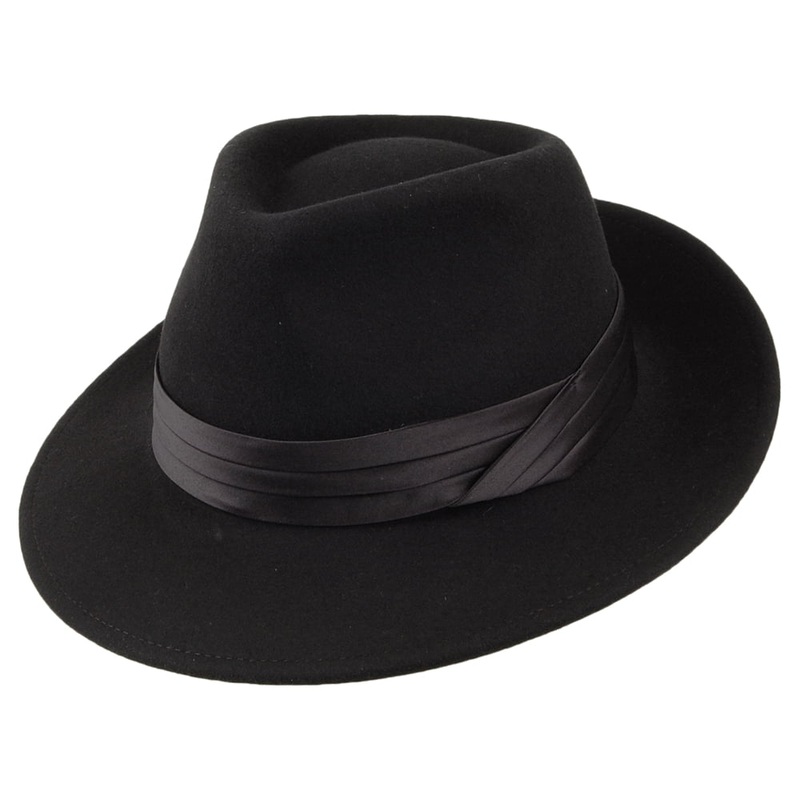 Brixton Hats Goodman Wool Felt Fedora Hat – Black Small-56cm