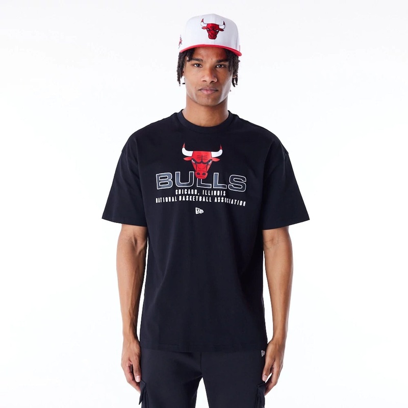 Chicago Bulls NBA Tech Black Oversized T-Shirt XS