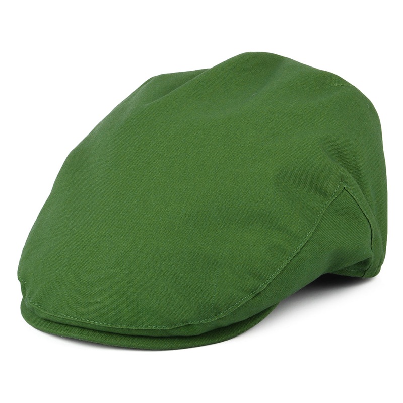 Christys Hats Balmoral Cotton-Linen Flat Cap – Green S