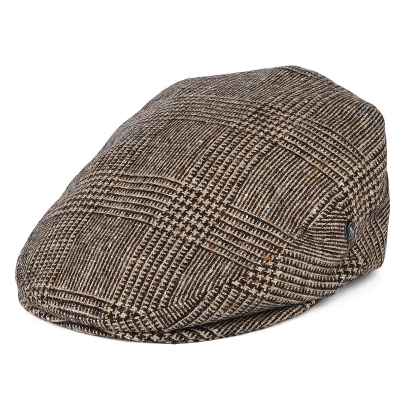 City Sport Donegal Tweed Prince Of Wales Check Flat Cap – Brown S