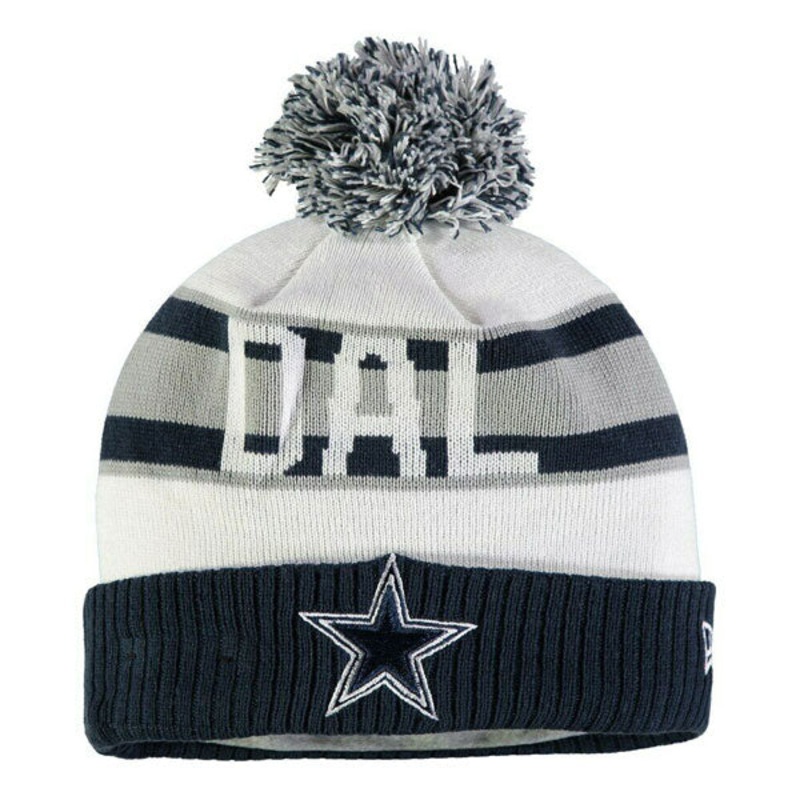 Dallas Cowboys New Era Vintage DAL Cuffed Pom Hat – White/Navy