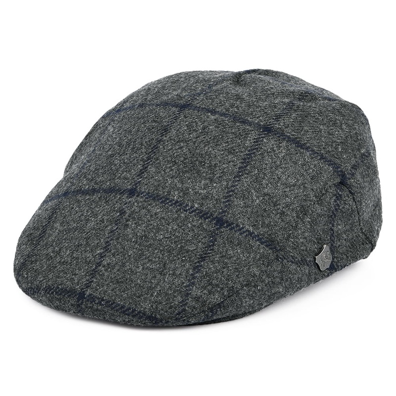 Failsworth Hats Cambridge Windowpane Moons Flat Cap – Grey 55