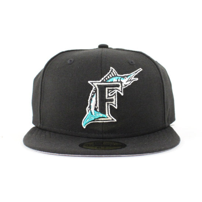 Florida Marlins 1999 Home New Era 59Fifty Fitted Hat (Black Gray Under brim) 7 1/2