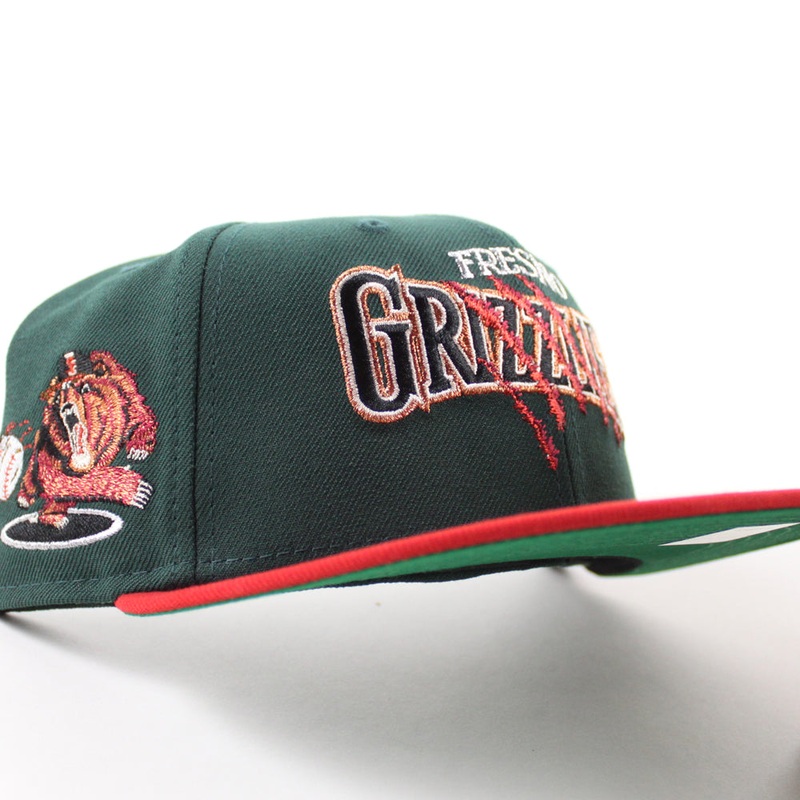 Fresno Grizzlies Grizzlies Patch New Era 59Fifty Fitted Hat (Green Scarlet Red Green Under Brim) 6 7/8