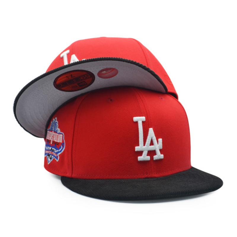 Los Angeles Dodgers 40th ANNIVERSARY Exclusive New Era 59Fifty CORD Fitted Hat  Red/Black 7