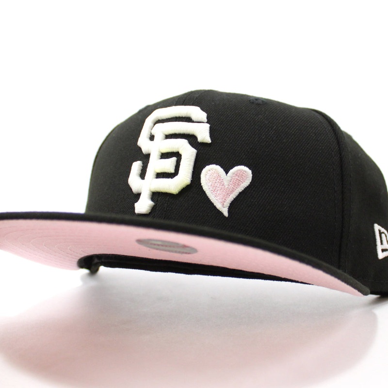 Love San Francisco Giants New Era 59Fifty Fitted Hat V2 (Glow in the Dark Black Pink Under Brim) 7