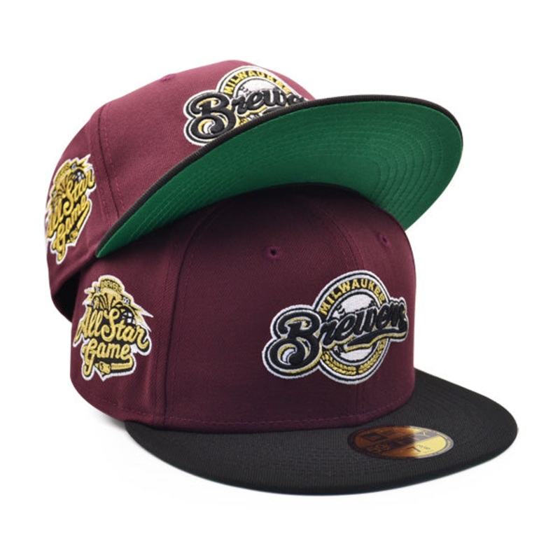 Milwaukee Brewers 2002 ALL-STAR GAME Exclusive New Era 59Fifty Fitted Hat  Maroon/Black/Green UV 7