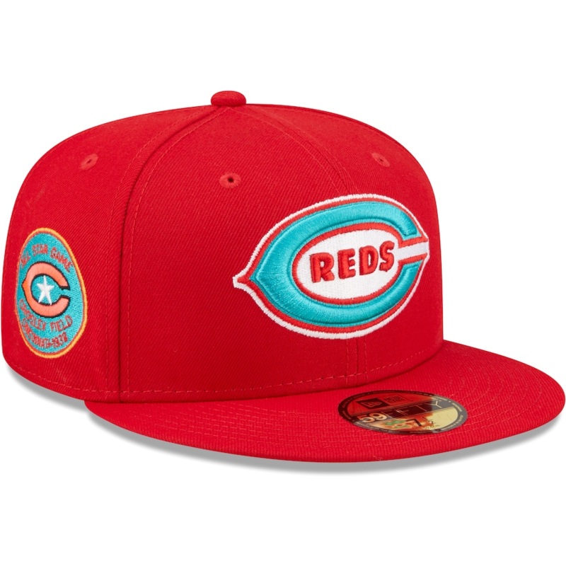 New Era Cincinnati Reds 1938 All-Star Game Scarlet/Teal Undervisor 2022 59FIFTY Fitted Hat