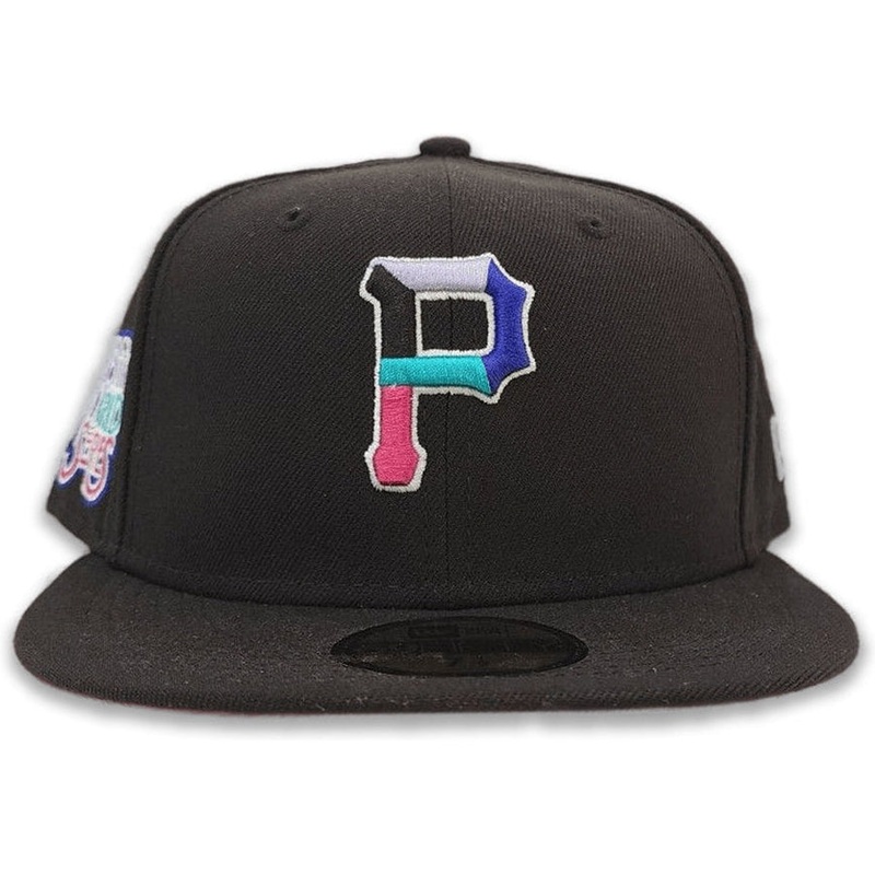 New Era Polar Lights Black Pittsburgh Pirates Fusion Pink Bottom 76th World Series Side Patch 59FIFTY Fitted Hat