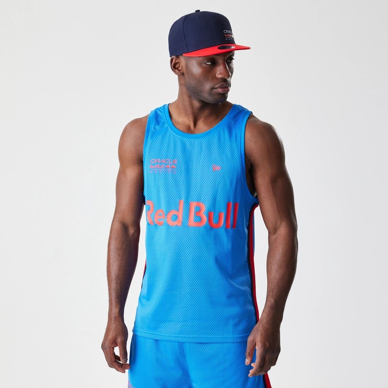 Red Bull Racing Basketball Mesh Blue Sleeveless T-Shirt XS