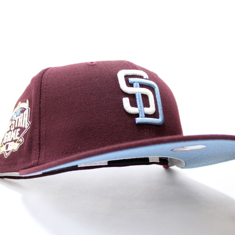 San Diego Padres 2016 All Star Game New Era Fitted 59Fifty Hat (Maroon Sky Blue Under Brim) 7