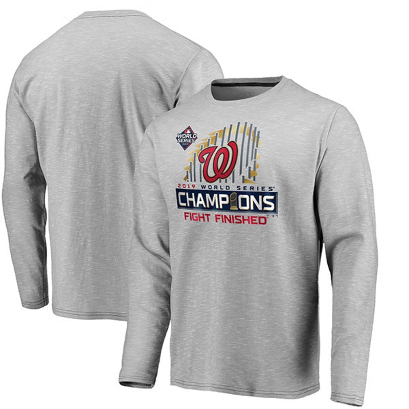 Washington Nationals Fanatics 2019 World Series Champions Locker Room Space Dye Long Sleeve T-Shirt – Gray 3X