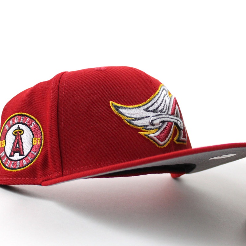 Anaheim Angels 1961 Angels Baseball New Era 59Fifty Fitted Hat (Scarlet Red Gray Under Brim) 6 7/8