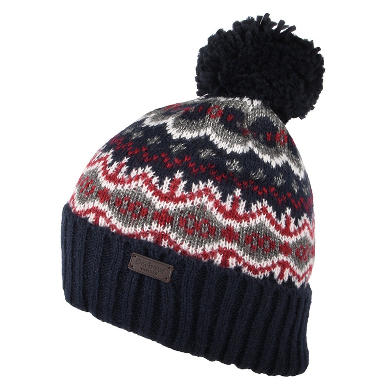 Barbour Hats Case Fair Isle Bobble Hat – Navy-Grey 1-Size