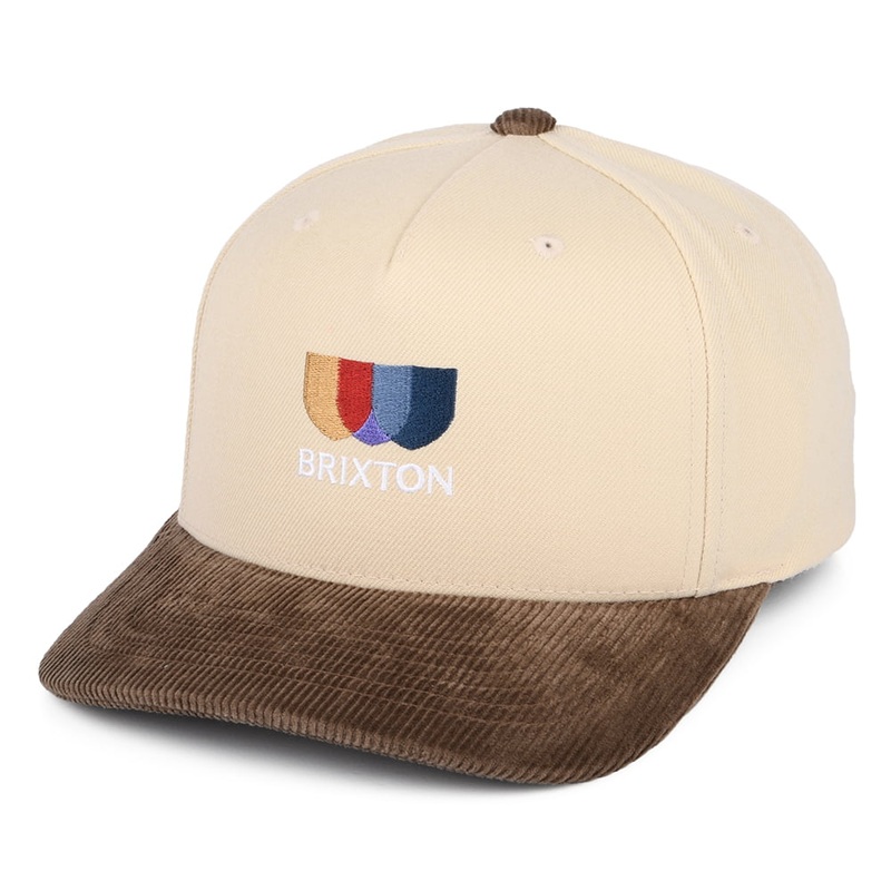 Brixton Alton MP Corduroy Snapback Cap – Beige-Brown Adjustable