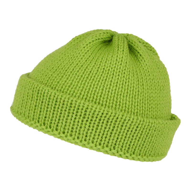 Highland 2000 Short Fishermans English Wool Beanie Hat – Green 1-Size